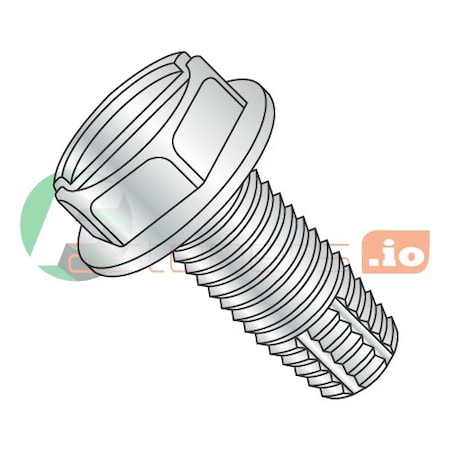 Newport Fasteners Thread Cutting Screw, 1/4"-20 x 2 in, Zinc Plated Steel Hex Head Slotted Drive, 1000 PK 798533